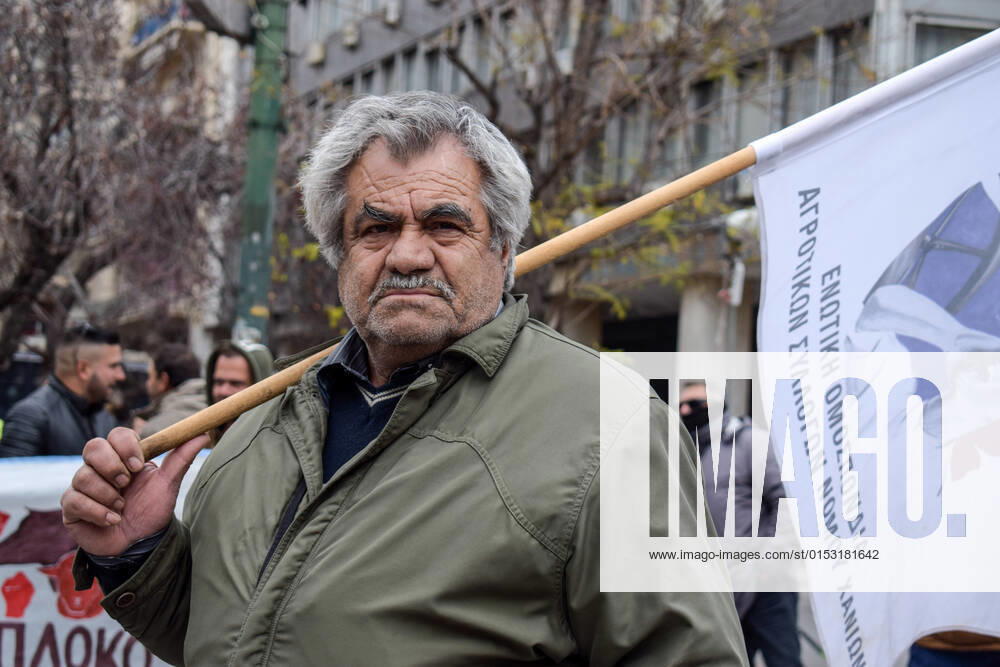Greece: Farmers protest against an increase in production costs Farmers in Greece hold tractor rally in front of the Ministry of Agricultural Development protesting against an increase in production costs. Athens Greece
