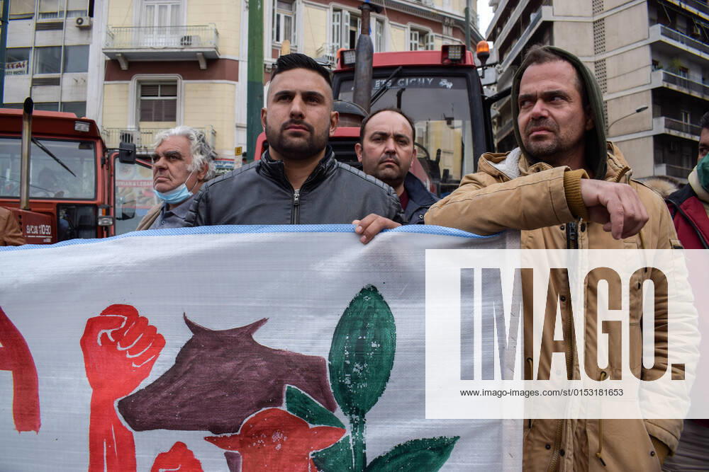 Greece: Farmers protest against an increase in production costs Farmers in Greece hold tractor rally in front of the Ministry of Agricultural Development protesting against an increase in production costs. Athens Greece