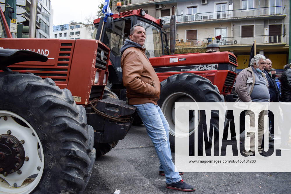 Greece: Farmers protest against an increase in production costs Farmers in Greece hold tractor rally in front of the Ministry of Agricultural Development protesting against an increase in production costs. Athens Greece