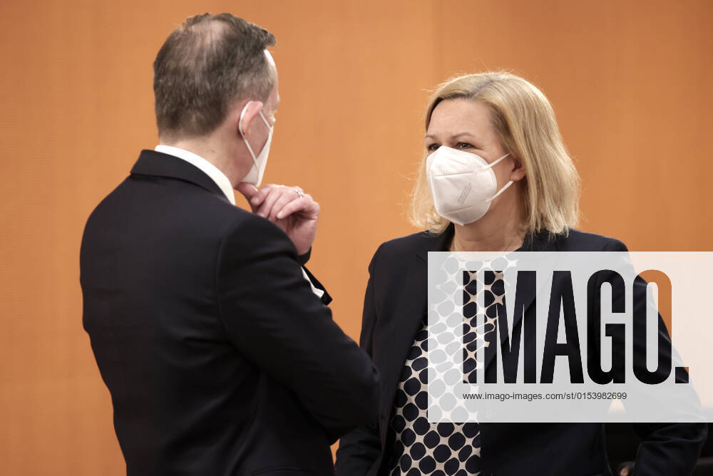 Volker Wissing, Federal Minister for Digital Affairs and Transport, FDP, Nancy Faeser, Federal Minister of the Interior and for Home Affairs, SPD, Cabinet meeting, DEU, Berlin