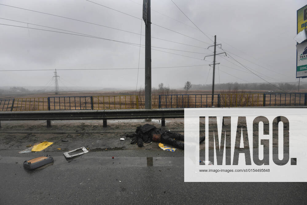 Wreckage of war and bodies, including those that appear to be Russian soldiers, lie in the streets of Irpin and Bucha, recently liberated from invading Russian troops in the suburbs of Kyiv, Ukraine on April 3, 2022. Kyiv Ukraine - ZUMAg208 20220403_zap_g208_028