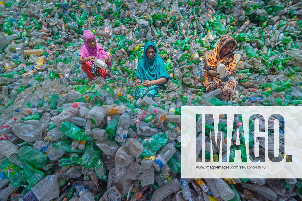 Workers are sorting used plastic bottles in a recycling factory in Noakhali, Bangladesh. Plastic bottles used to package water take over 1,000 years to biodegrade and, if incinerated, produce toxic fumes. Floating plastic waste, which can survive for thousands of years in water, serves as mini transportation devices for invasive species, disrupting habitats. Plastic buried deep in landfills can leach harmful chemicals that spread into groundwater. So, Recycling plastics is the best way to make the environment safe. Noakhali Bangladesh - ZUMAs231 20220404_zip_s231_012