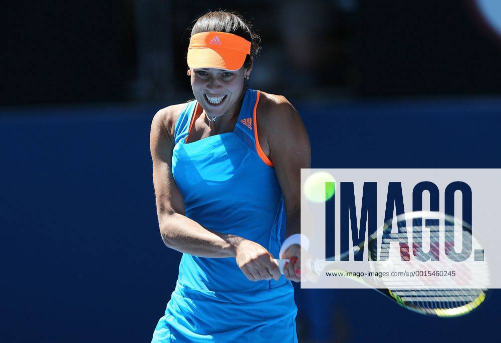 (140113) -- MELBOURNE, Jan. 13, 2014 (Xinhua) -- Serbia s Ana Ivanovic plays a shot during their women s singles match on day one of the 2014 Australian Open tennis tournament in Melbourne on January 13, 2014. (Xinhua Xu Yanyan) (SP)AUSTRALIA-MELBOURNE-TENNIS-AUSTRALIA OPEN