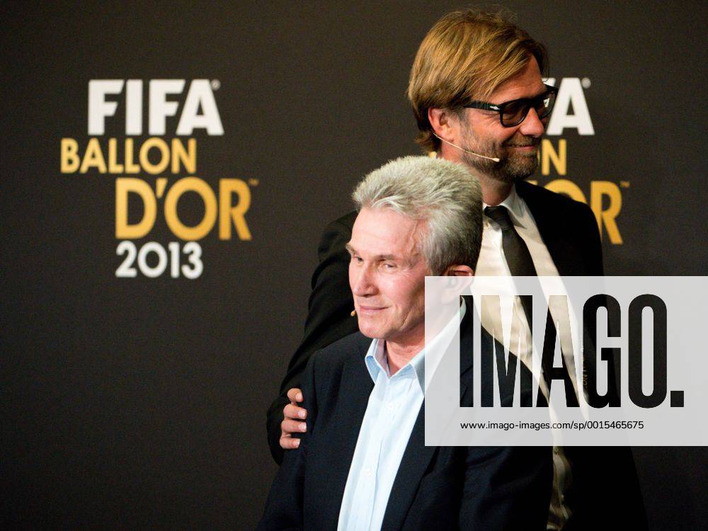 FUSSBALL - FIFA Ballon d Or 2013 ZUERICH,SCHWEIZ,13.JAN.14 - FUSSBALL - FIFA World Player Gala, Ballon d Or 2013, Verleihung Goldener Ball, Pressekonferenz. Bild zeigt Jupp Heynckes und Trainer Juergen Klopp (Borussia Dortmund).