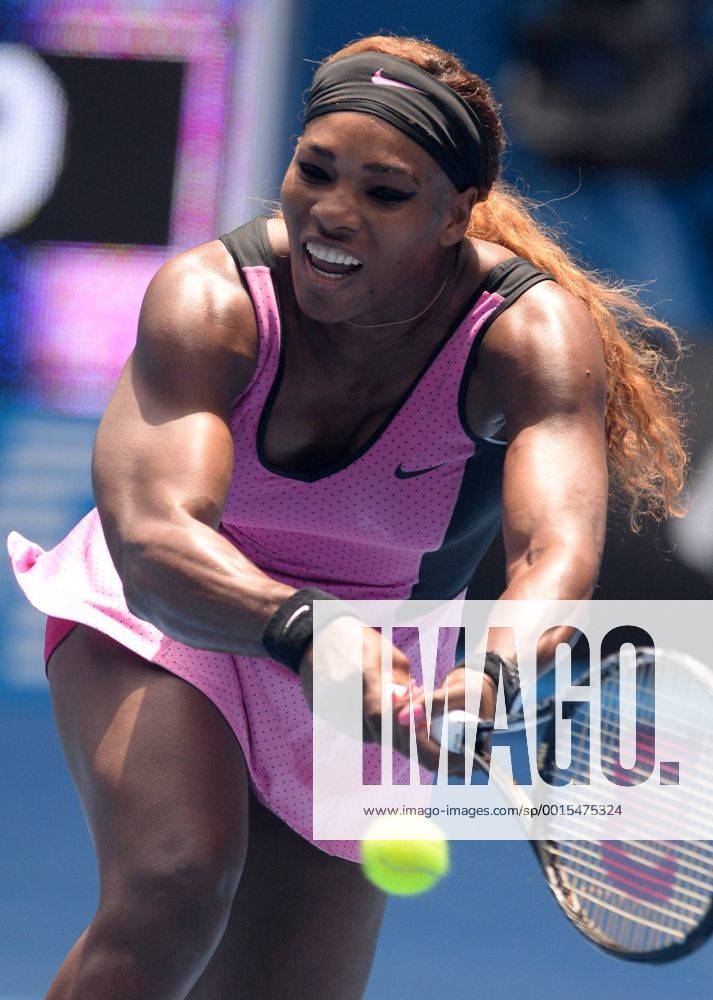 (140115) -- MELBOURNE, Jan. 15, 2014 (Xinhua) -- Serena Williams of the United States hits a return during her women s singles second round match at the 2014 Australian Open tennis tournament in Melbourne Australia, on Jan. 15, 2014. Serena Williams won 2-0. (Xinhua Li Jundong) (SP)AUSTRALIA-MELBOURNE-TENNIS-AUSTRALIAN OPEN