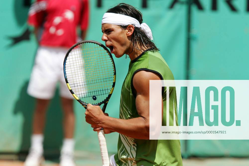 Rafael Nadal (Spanien) jubelt Tennis Herren French Open 2005, Grand Slam, ATP Tour Einzelbild Roland Garros pan9327 Paris Freude,