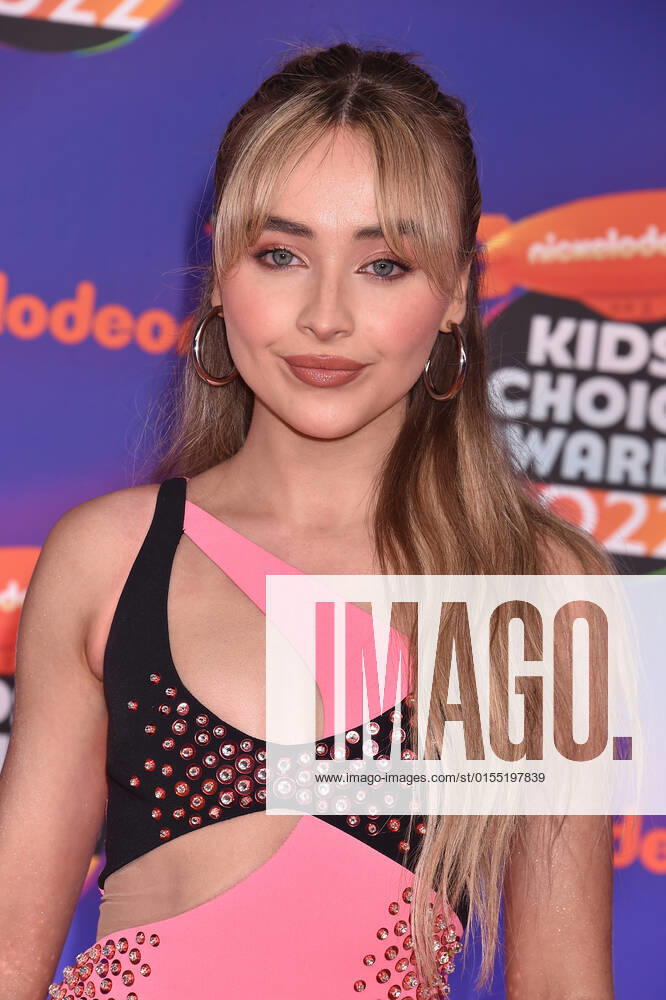 SANTA MONICA, CA - APRIL 9: Sabrina Carpenter at the 2022 Nickelodeon Kids Choice Awards at the Barker Hangar in Santa Monica, California on April 9, 2022.