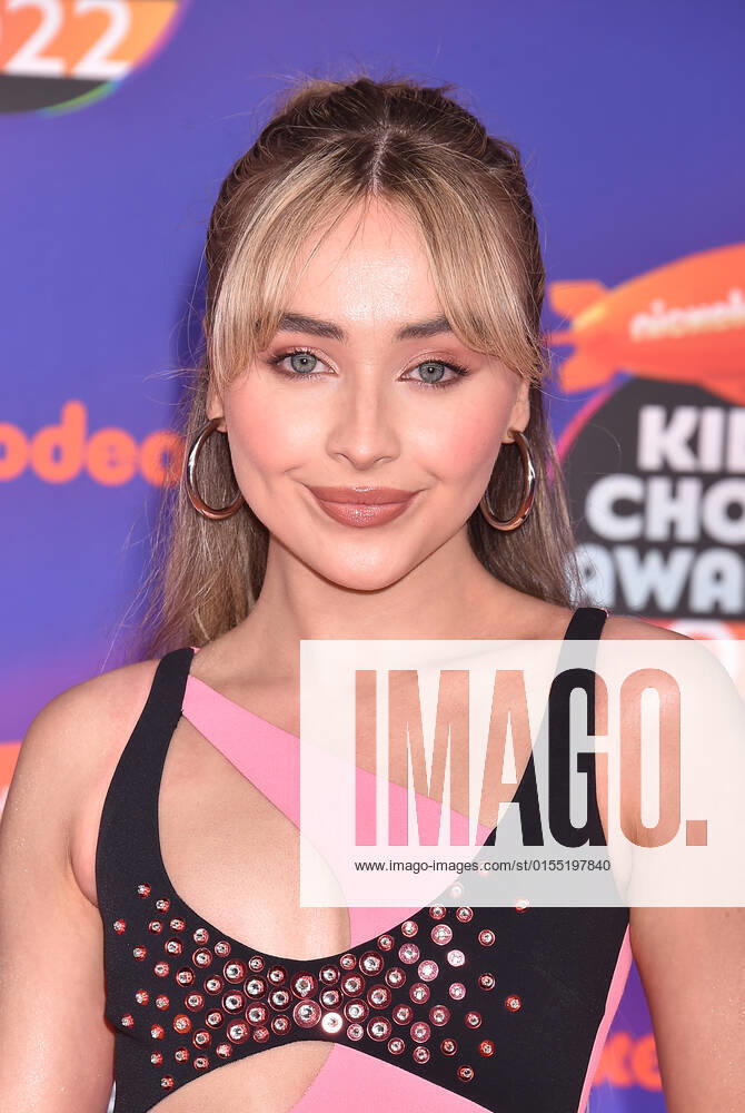 SANTA MONICA, CA - APRIL 9: Sabrina Carpenter at the 2022 Nickelodeon Kids Choice Awards at the Barker Hangar in Santa Monica, California on April 9, 2022.