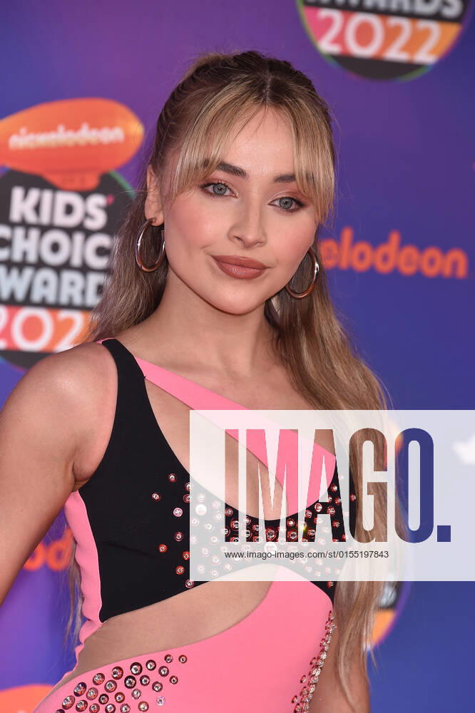 SANTA MONICA, CA - APRIL 9: Sabrina Carpenter at the 2022 Nickelodeon Kids Choice Awards at the Barker Hangar in Santa Monica, California on April 9, 2022.
