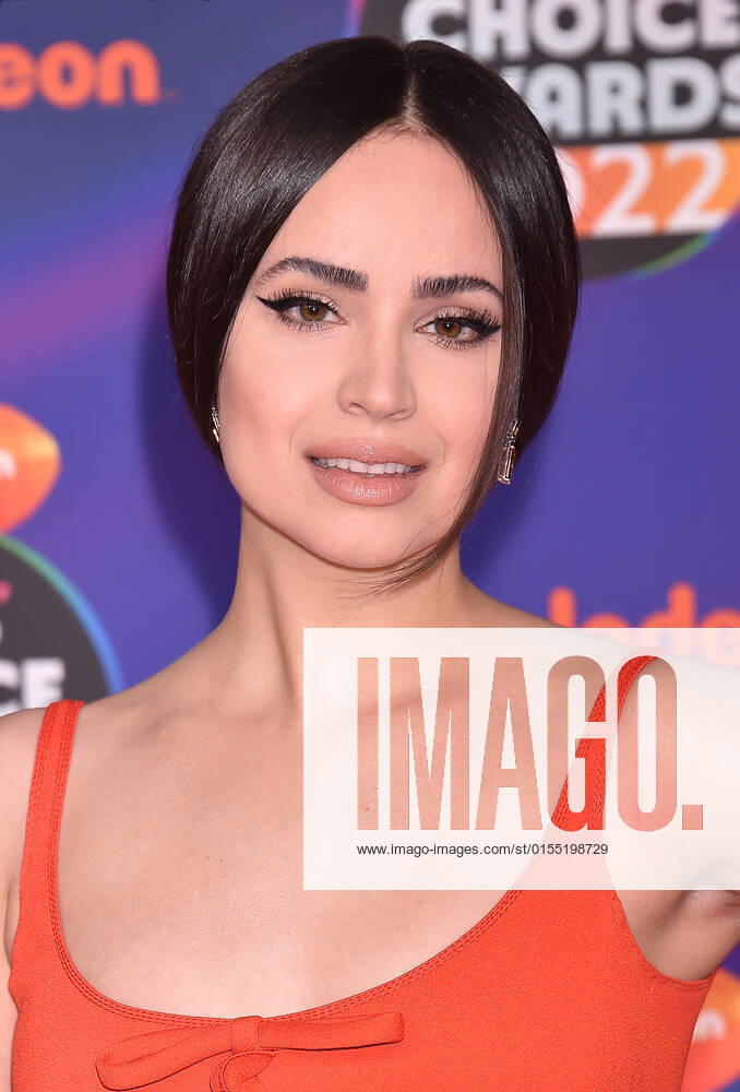 SANTA MONICA, CA - APRIL 9: Sofia Carson at the 2022 Nickelodeon Kids Choice Awards at the Barker Hangar in Santa Monica, California on April 9, 2022.