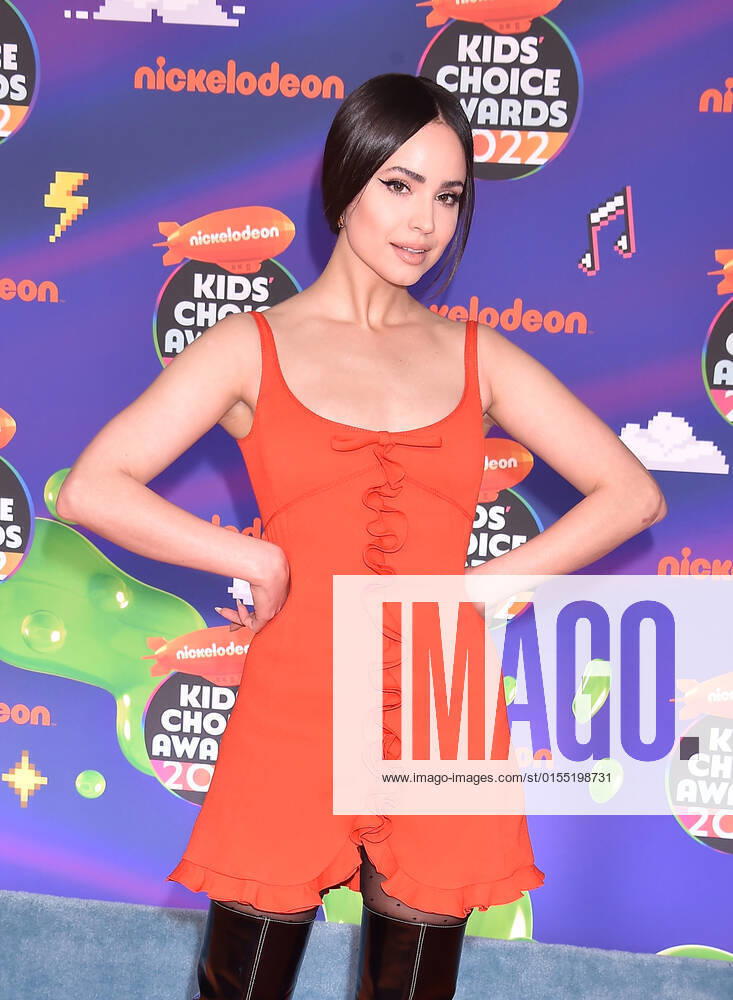 SANTA MONICA, CA - APRIL 9: Sofia Carson at the 2022 Nickelodeon Kids Choice Awards at the Barker Hangar in Santa Monica, California on April 9, 2022.