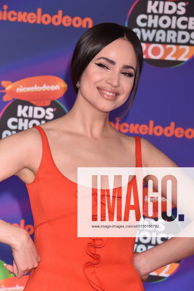 SANTA MONICA, CA - APRIL 9: Sofia Carson at the 2022 Nickelodeon Kids Choice Awards at the Barker Hangar in Santa Monica, California on April 9, 2022.