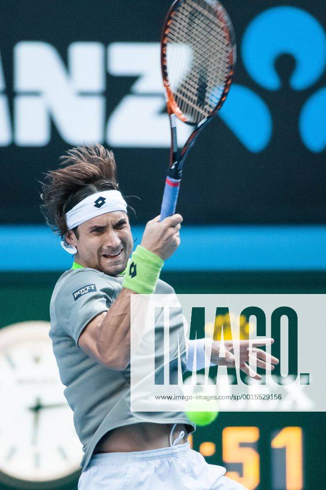 Jan. 21, 2014 - Melbourne, Australia - January 21, 2014: 3rd seed David FERRER (ESP) in action in a Quarterfinals match on day 9 of the 2014 Australian Open grand slam tennis tournament at Melbourne Park in Melbourne, Australia. SydneyLow Cal Media Tennis 2014: Australian Open JAN 21 - ZUMAc04