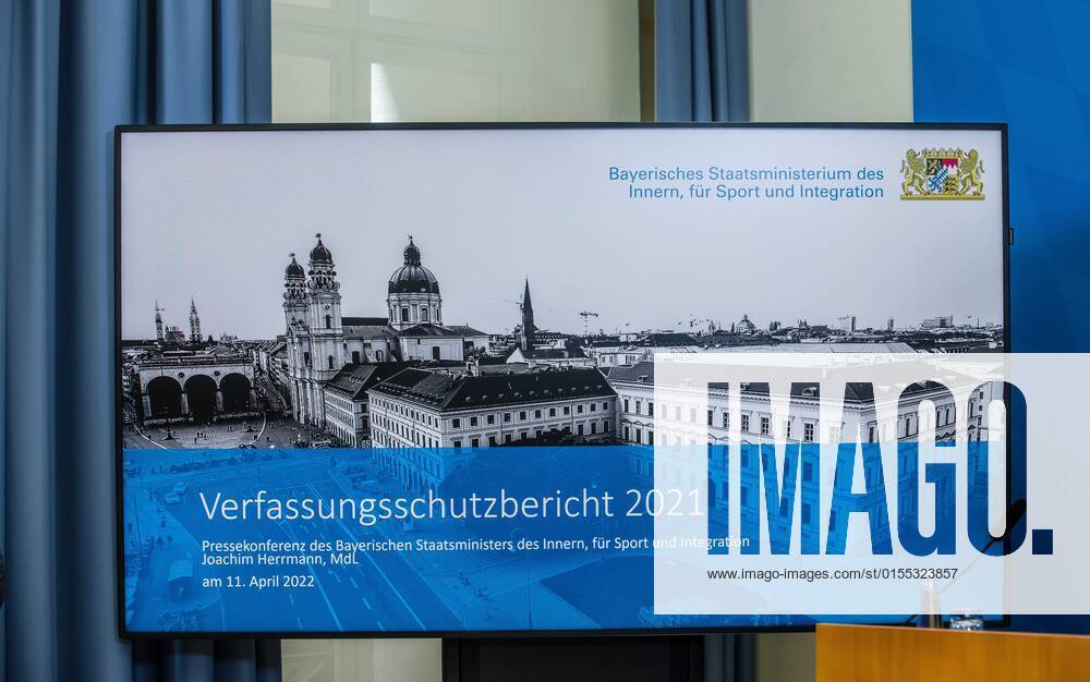 The Bavarian Verfassungsschutz (Secret Service, Office for the Protection of the Constitution) released the 2021 report detailing threats to the state of Bavaria and the country. Over the past years, conspiracy theorists, new age and wellness extremists, right-extremists, and various enemies of democracy have taken a leading role against the German state and society, with imagery such as the August 2020 storming of the Reichstag and May 2020 3,000 Corona rebels demonstrating at Marienplatz in Munch associated with it. Numerous participants in that storming come from the Bavarian scene and are radicalizing at increasing rates. Munich Germany - ZUMAb160 20220411_zbp_b160_002
