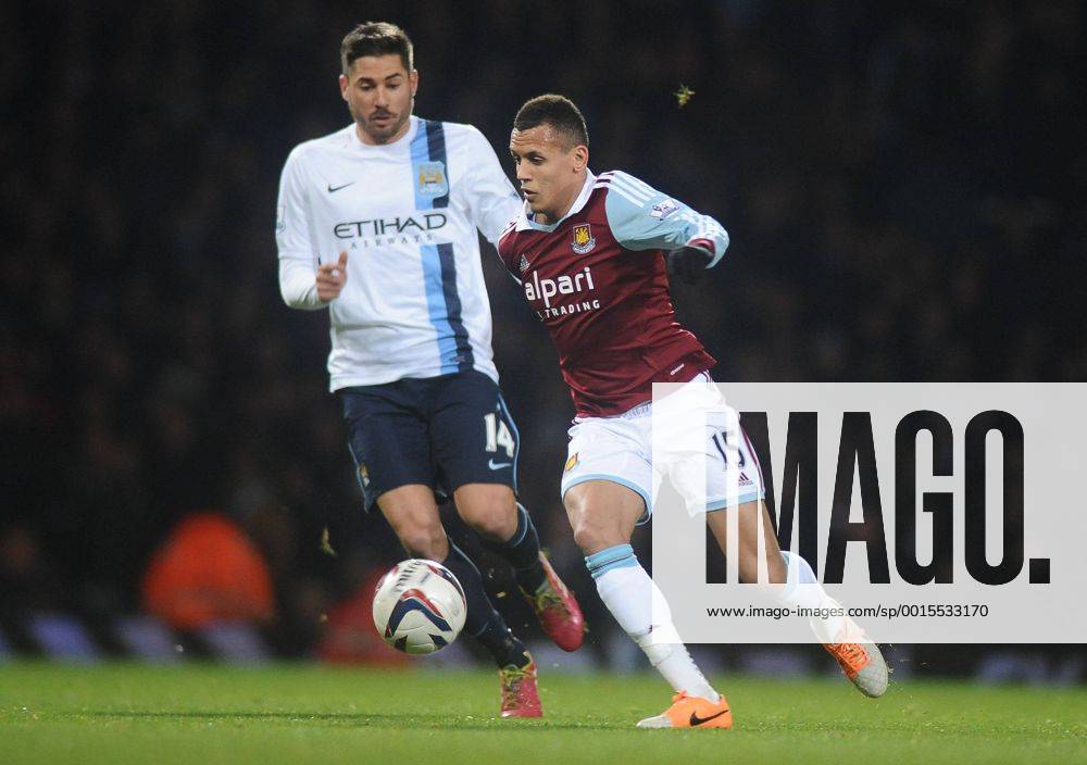 Football - 2013 2014 Capital One League Cup - Semi-Final: West Ham United vs. Manchester City West Ham s Ravel Morrison and Javi Garcia at Upton Park. COLORSPORT ANDREW COWIE