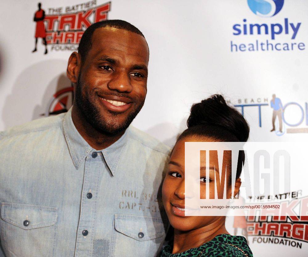 Jan. 27, 2014 - Miami Beach, FL - Florida, USA - United States - Miami Beach--Fl-shane-battioke-012714e--- LeBron James (Miami Heat) and Savannah on the Red Carpet at Battioke, held at The Fillmore. - ZUMAss5
