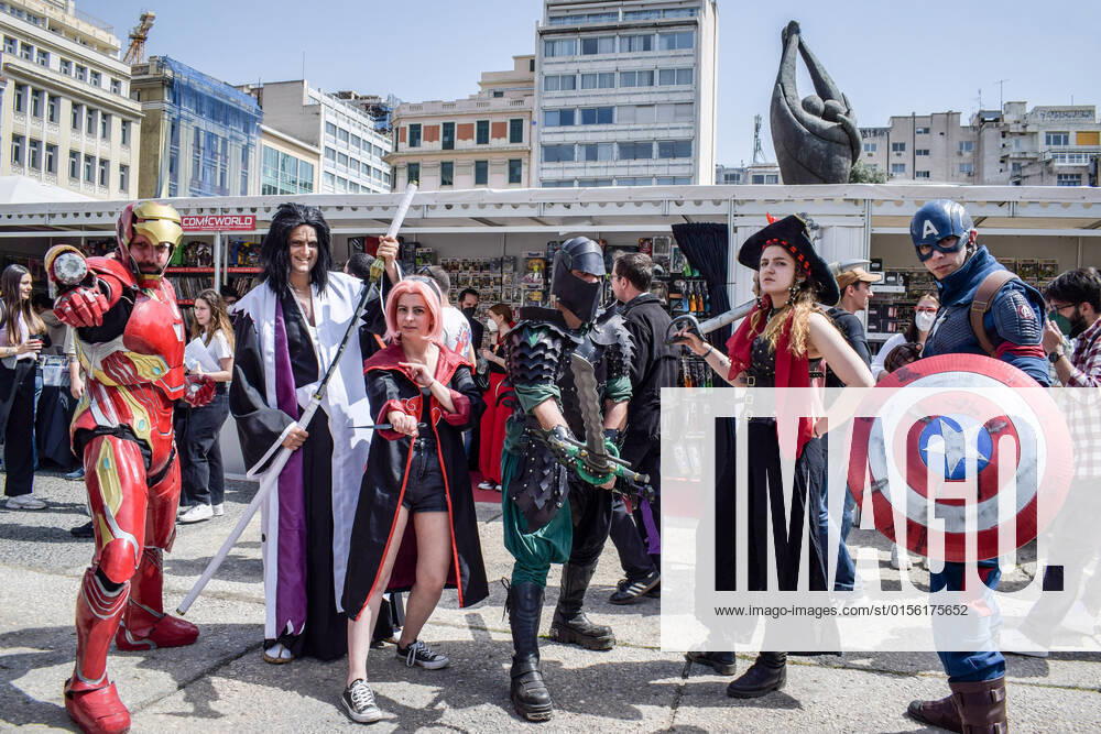 Cosplayers bring their favorite characters to life during Comic book festival in Athens Cosplayers dressed as their favourite comic book characters stand for a photo during Comicdom Con Festival, a three-day comics event organized by non-profit organizations. Athens Greece