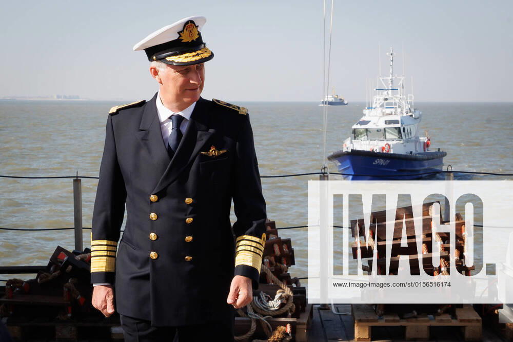 King Philippe - Filip of Belgium pictured during a royal visit to the new oceanographic research vessel RV Belgica, at the naval base in Zeebrugge, Thursday 21 April 2022. The RV Belgica will play a key role in Belgian and European marine research in the coming decades. KURTxDESPLENTER 34122010