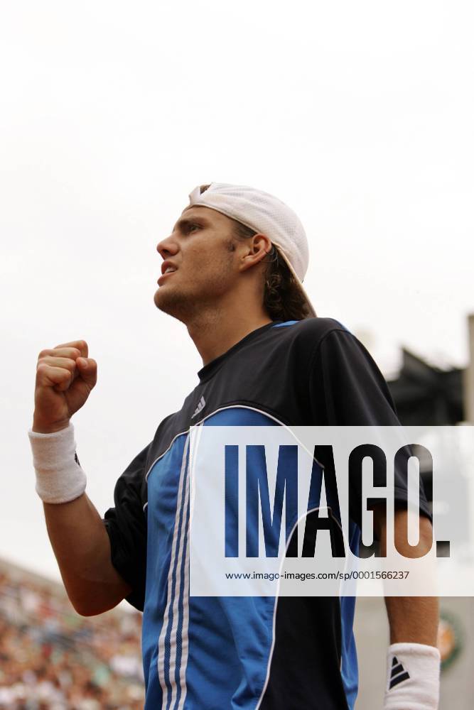 Paul Henri Mathieu (Frankreich) jubelt Tennis Herren French Open 2005, Grand Slam, ATP Tour Einzelbild Paris, Roland Garros Freude,