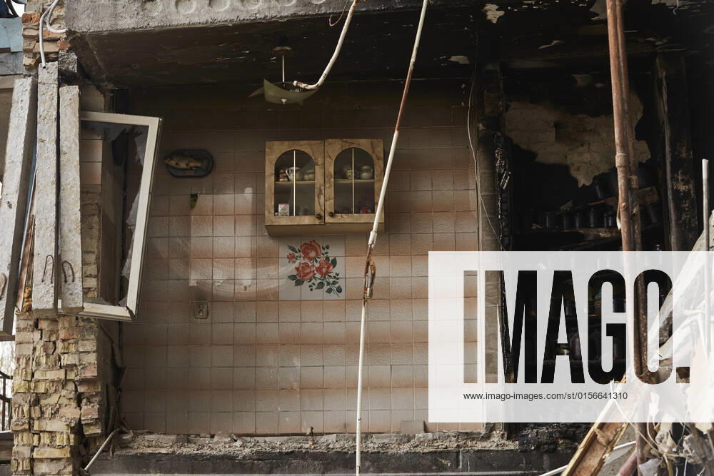 Consequences Of The Russian-Ukrainian War In The Kyiv Region Destruction in the village of Gorenko, Kyiv region, on April 21, 2022 as Russian invasion of Ukraine continue. Kyiv Ukraine