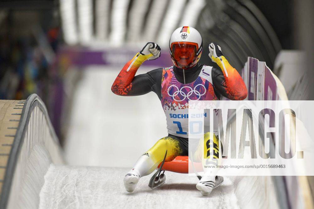 Olympiasieger Felix LOCH Jubel im Ziel Herren Rodeln Finale in Sochi, Russland am 09.02.2014
