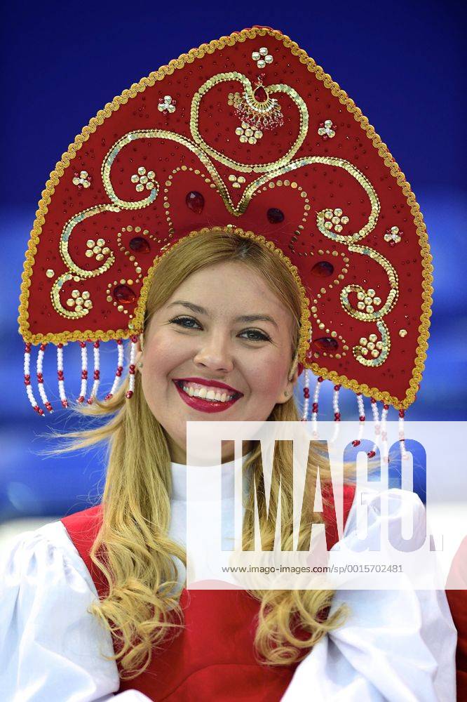 Feb. 10, 2014 - Sochi, Russia - A Russian fan wears a colorful outfit to the Men s 1500 Speed Skating finals at the 2014 Winter Olympics in Sochi. Men s Speed Skating - Sochi 2014 - ZUMAw10