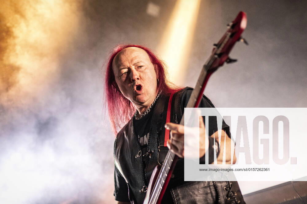 Venom Oslo, Norway. 15th, April 2022. The British heavy metal band Venom performs a live concert during the Norwegian metal festival Inferno Metal Festival 2022 in Oslo. Here bass player Conrad Lant, also known as Cronos, is seen live on stage. Oslo Norway Rockefeller