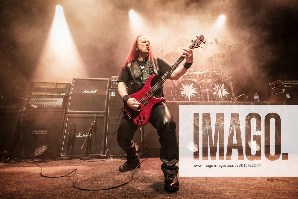Venom Oslo, Norway. 15th, April 2022. The British heavy metal band Venom performs a live concert during the Norwegian metal festival Inferno Metal Festival 2022 in Oslo. Here bass player Conrad Lant, also known as Cronos, is seen live on stage. Oslo Norway Rockefeller