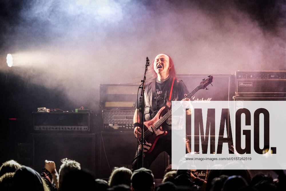 Venom Oslo, Norway. 15th, April 2022. The British heavy metal band Venom performs a live concert during the Norwegian metal festival Inferno Metal Festival 2022 in Oslo. Here bass player Conrad Lant, also known as Cronos, is seen live on stage. Oslo Norway Rockefeller