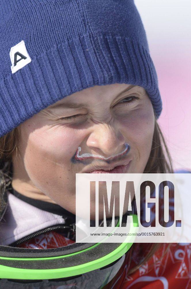 Feb. 16, 2014 - Sochi, RUS - Czech Republic Eva Samkova celebrates her win in the women s snowboard cross final at the Rosa Khutor Extreme Park during the Winter Olympics in Sochi, Russia, Sunday, Feb. 16, 2014. Women s Snowboard Cross - ZUMAm67