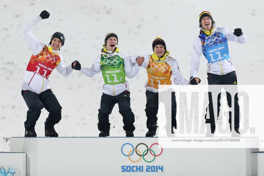 The XXII Winter Olympic Games 2014 in Sotchi, Olympics - Olympische Winterspiele Sotschi 2014, Men s Team Ski Jumping, Andreas Wank, Marinus Kraus, Andreas Wellinger, Severin Freund GER, Christiansx