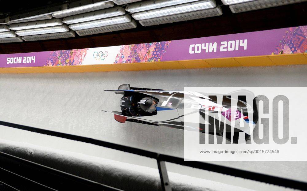 Feb. 18, 2014 - Sochi, RUS - The USA 1 team of Elana Meyers and Lauryn Williams make their second-heat run in the women s bobsleigh at the Sanki Sliding Centre, during the Winter Olympics in Sochi, Russia, Tuesday, Feb. 18, 2014. Women s Bobsleigh - ZUMAm67