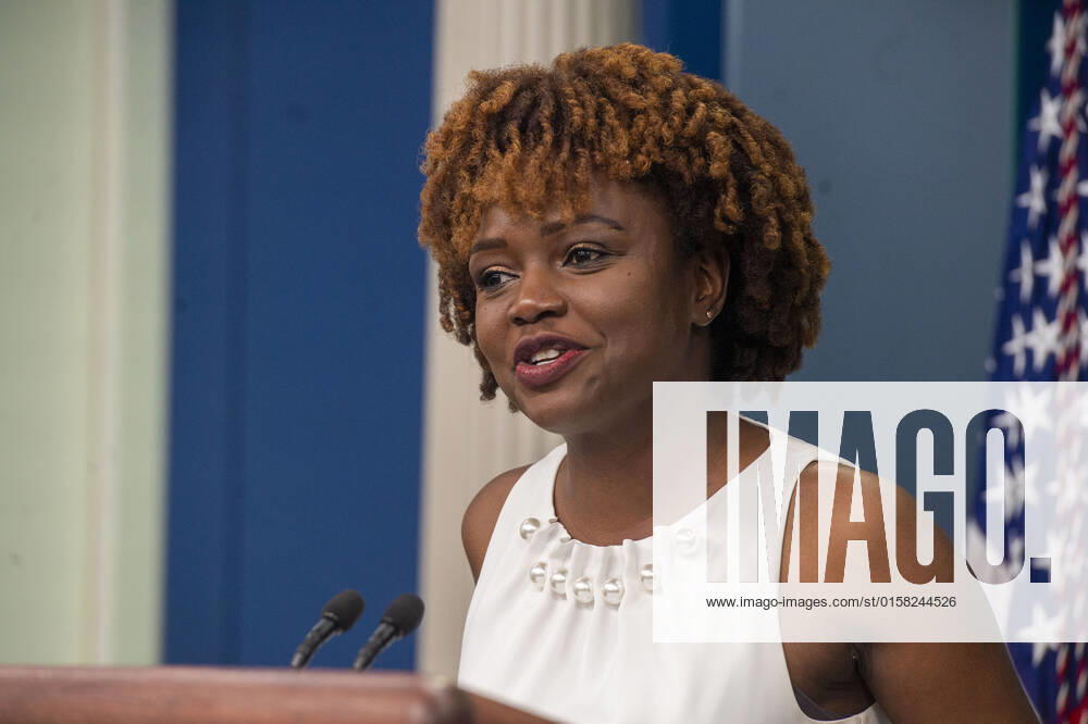 Incoming Press Secretary Karine Jean-Pierre, the first Black and out LGBTQ person to hold the position, speaks during a daily press briefing at the White House in Washington, DC on Thursday, May 5, 2022. WAP2022050534 BONNIExCASH