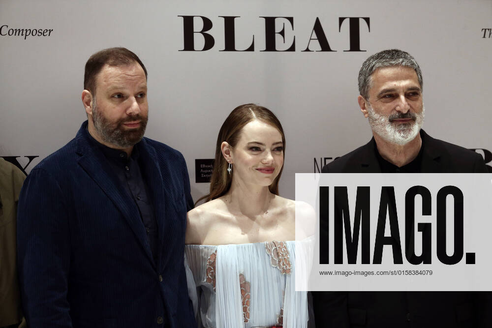 Emma Stone In Athens For The Premiere Of Bleat Director Yorgos Lanthimos, Emma Stone with artistic Director of the National Opera George Koumentakis Athens Greece