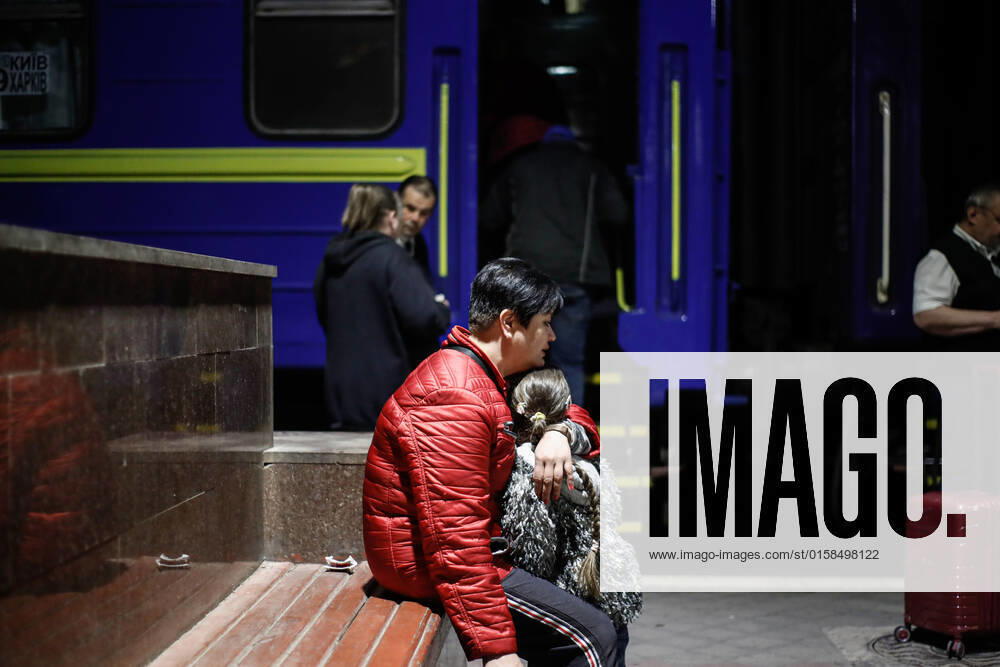 A woman embraces a little girl crying at a train station as the girl has to leave her relatives for Kyiv to avoid possible Russian attacks, ahead of the Russian May-9 Victory Day as Russian attacks intensify on the east and the south. Kharkiv Oblast Ukraine - ZUMAs313 20220507_zip_s313_004
