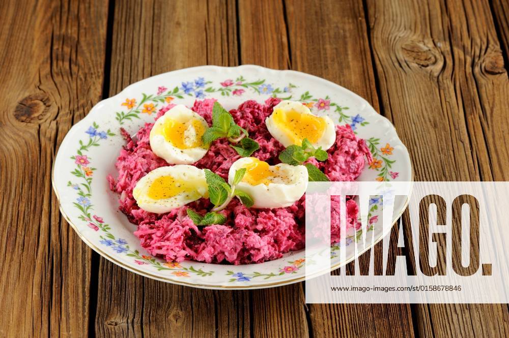 Beetroot salad with mint and boiled eggs horizontal , 15803596.jpg, salad, beetroot, red, vegetable, fresh, food, green, meal, purple, dish, white, plate, background, healthy, dinner, cooking, boiled, russian, diet, gourmet, lunch, cuisine, violet, cooked, closeup, health, nutrition, snack, egg, eggs, hard, yolk, top, cut, view, wooden, breakfast, protein, sliced, half, yellow, natural, wood, ingredient, organic, delicious, mint leaves, wood background, wooden table, wooden texture,