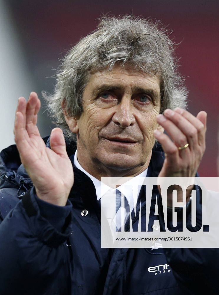 Manuel Pellegrini, manager of Manchester City greets after the Capital One Cup (The League Cup) Final between Manchester City and AFC Sunderland FC at Wembley Stadium in London, Britain on March 2, 2014. Manchester City won 3-1.