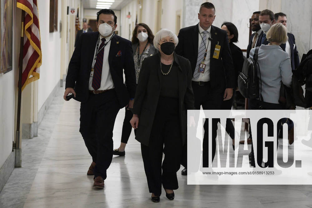 Secretary of the Treasury Janet Yellen arrives to testifies before the House Financial Services Full Committee about The Annual Report of the Financial Stability Oversight Council at Rayburn HOB Capitol Hill in Washington DC, USA. Washington United States - ZUMAs197 20220512_zaa_s197_152