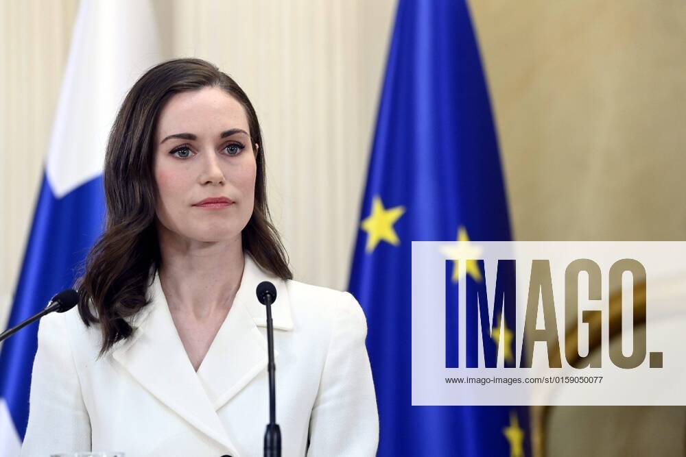 Prime Minister of Finland Sanna Marin attends the press conference on Finland s security policy decisions at the Presidential Palace in Helsinki, Finland on May 15, 2022. Finland will apply for NATO membership. Helsinki Finland