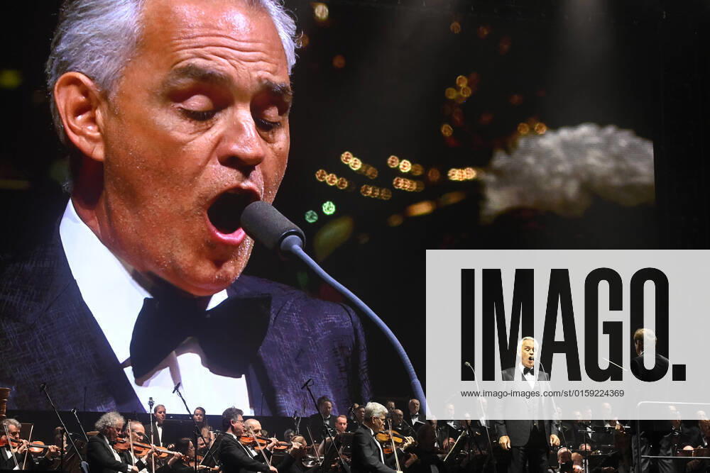 Italian opera singer Andrea Bocelli performs together with the Czech National Symphony Orchestra during the Believe World Tour 2022 in O2 Arena in Prague, Czech Republic, May 17, 2022. (CTKxPhoto VitxSimanek) CTKPhotoP2022051708843 VIS 005
