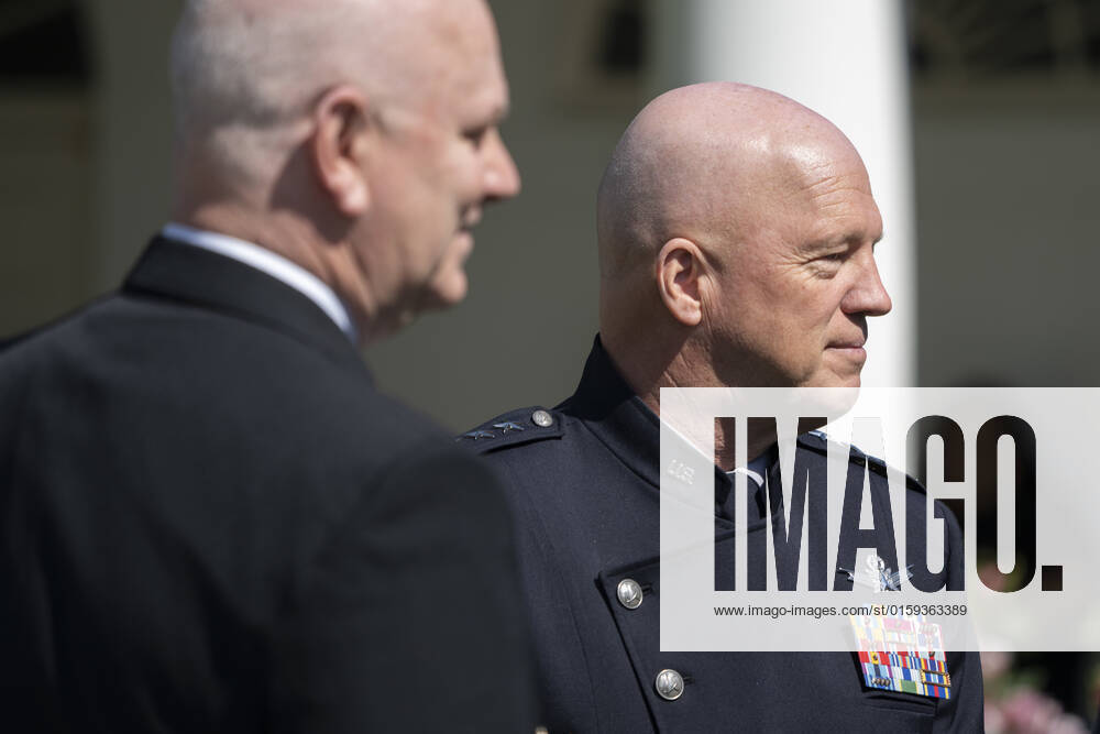 General John W. Ã’JayO Raymond, Chief of Space Operations, United States Space Force speaks with other guests attending a ceremony on Sweden and Finland joining NATO, at the White House in Washington, DC, May 19, 2022 Washington USA - ZUMAs152 20220519_zaa_s152_066