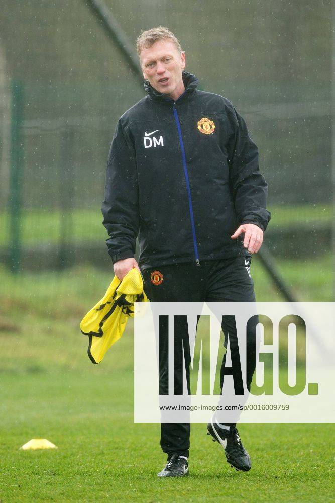 David Moyes, manager of Manchester United - UEFA Champions League - Manchester United Training - Aon Carrington Training Complex - Manchester - England - 18th March 2014 - Picture Philip Oldham Sportimage .