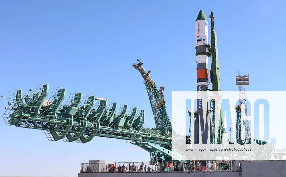 A Soyuz-2.1a rocket booster carrying the Progress MS-20 cargo spacecraft is installed at a launch pad of Baikonur Cosmodrome. The launch is scheduled for June 3 at 12:33 Moscow time. The spacecraft is to deliver 2.5 tonnes of cargo to the International Space Station. The rocket bears flags of the Donetsk People s Republic (DPR) and the Lugansk People s Republic (LPR), a sign reading Donbass is applied to the second stage of the rocket. Best quality available. Roscosmos Press Office TASS THIS IMAGE WAS PROVIDED BY A THIRD PARTY. TS133609
