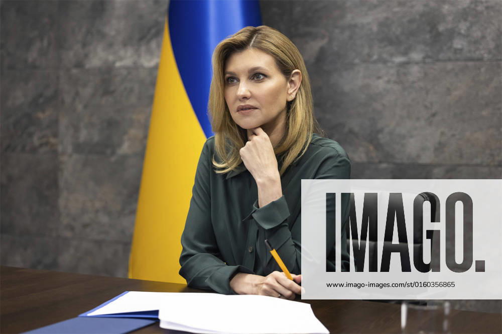 Ukrainian First Lady Olena Zelenska, holds a teleconference with Queen Mathilde of Belgium, to discuss the National Program of Mental Health and Psychosocial Support from the Mariinsky Palace, May 31, 2022 in Kyiv, Ukraine. Kyiv Ukraine - ZUMAp138 20220531_zaa_p138_037