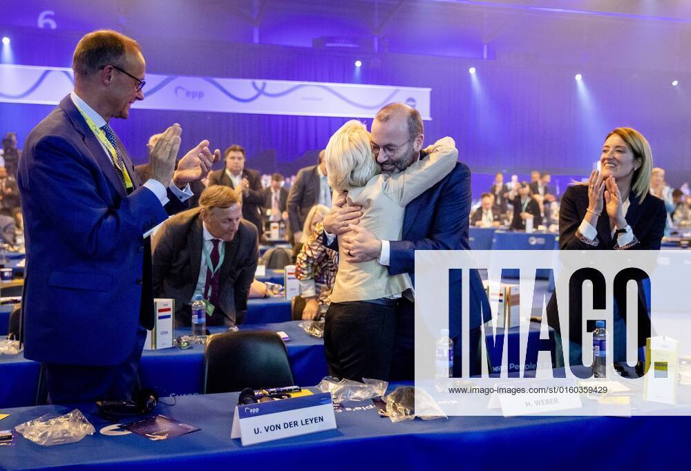 2022 05 31 21 00 36 ROTTERDAM Klaus Iohannis president of Romania , Ursula von der Leyen president of the European Commission , Manfred Weber elected EPP president and Roberta Metsola president of the European Parliament from left to right during the first da