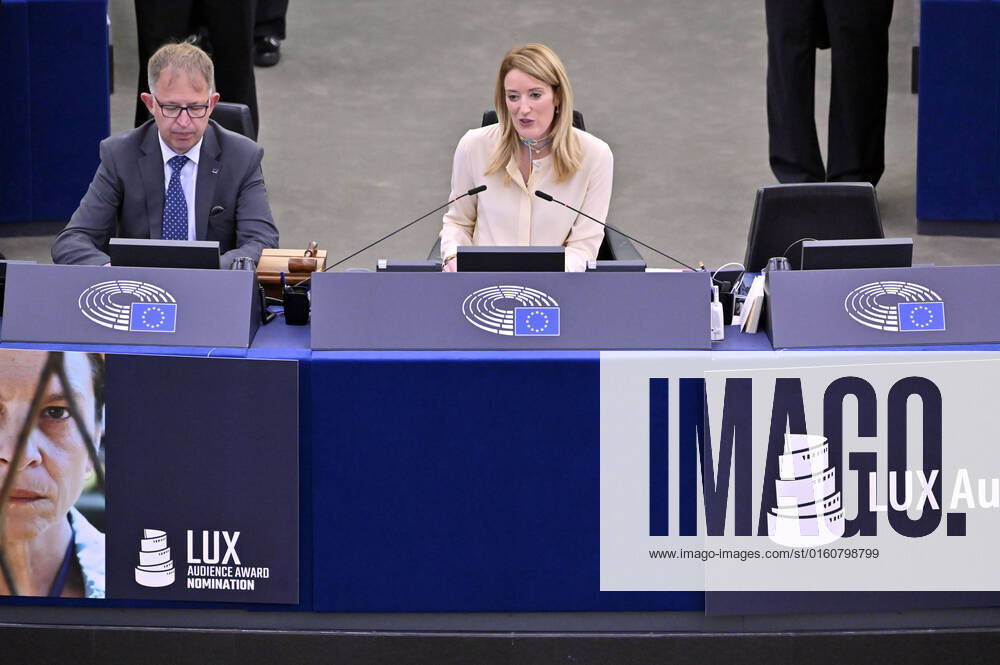 Roberta Metsola at the award ceremony of the Lux Audience Award 2022 in the plenary hall of the European Parliament Strasbourg, 08 06 2022 Foto:xD.xAnoraganingrumx xFuturexImage
