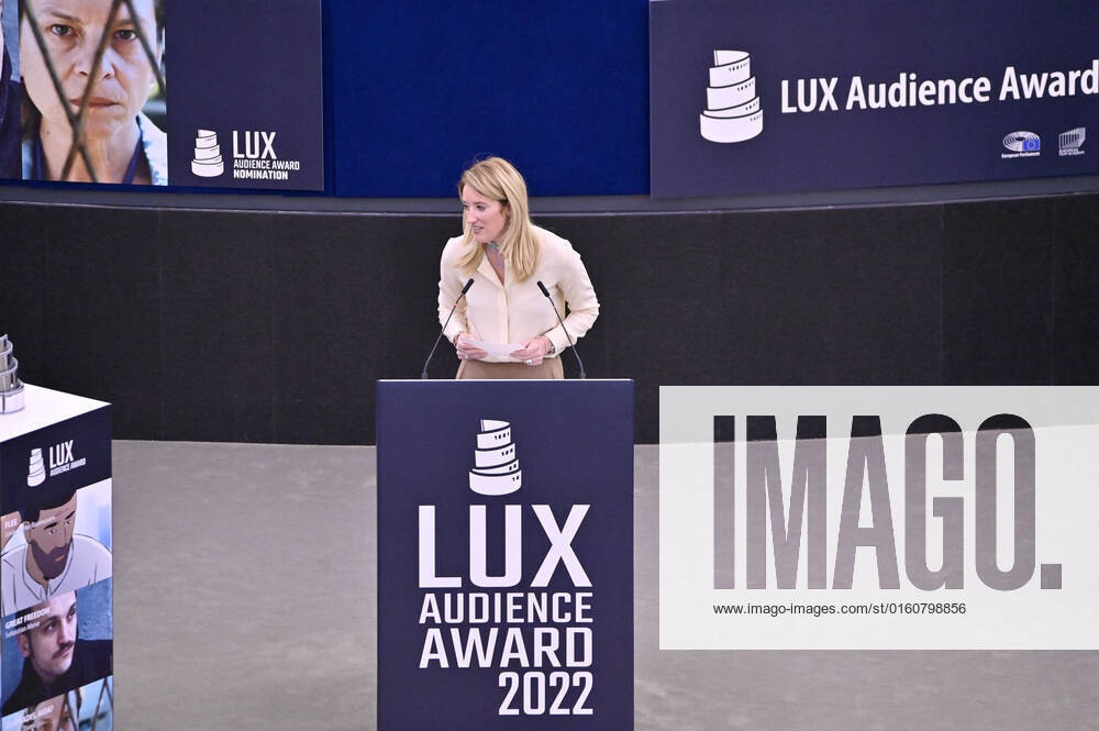 Roberta Metsola at the award ceremony of the Lux Audience Award 2022 in the plenary hall of the European Parliament Strasbourg, 08 06 2022 Foto:xD.xAnoraganingrumx xFuturexImage