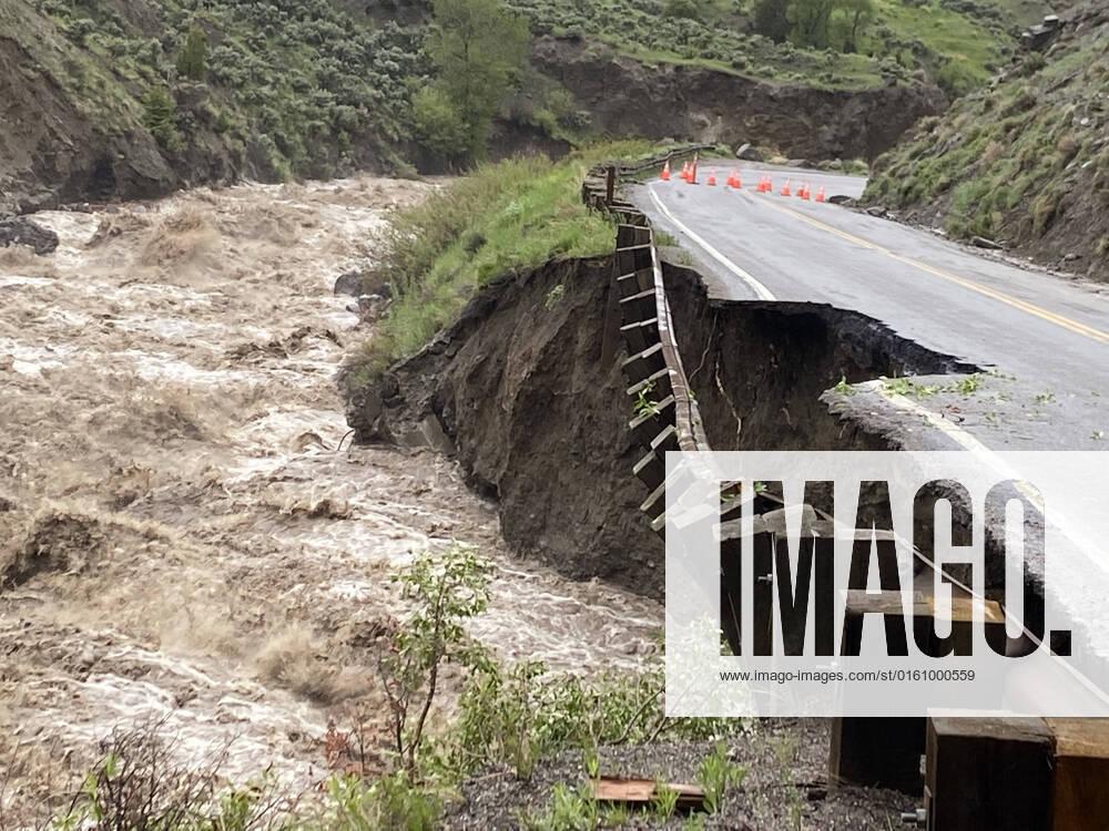 In a photo provided by on June 13, 2022, rising water levels flood the Gardner River, near the North Entrance Road at . Flooding has wiped out roads and bridges and closed off all entrances to at the beginning of the busy summer tourist season. Yellowstone National Park USA - ZUMAz03_ 20220614_new_z03_031