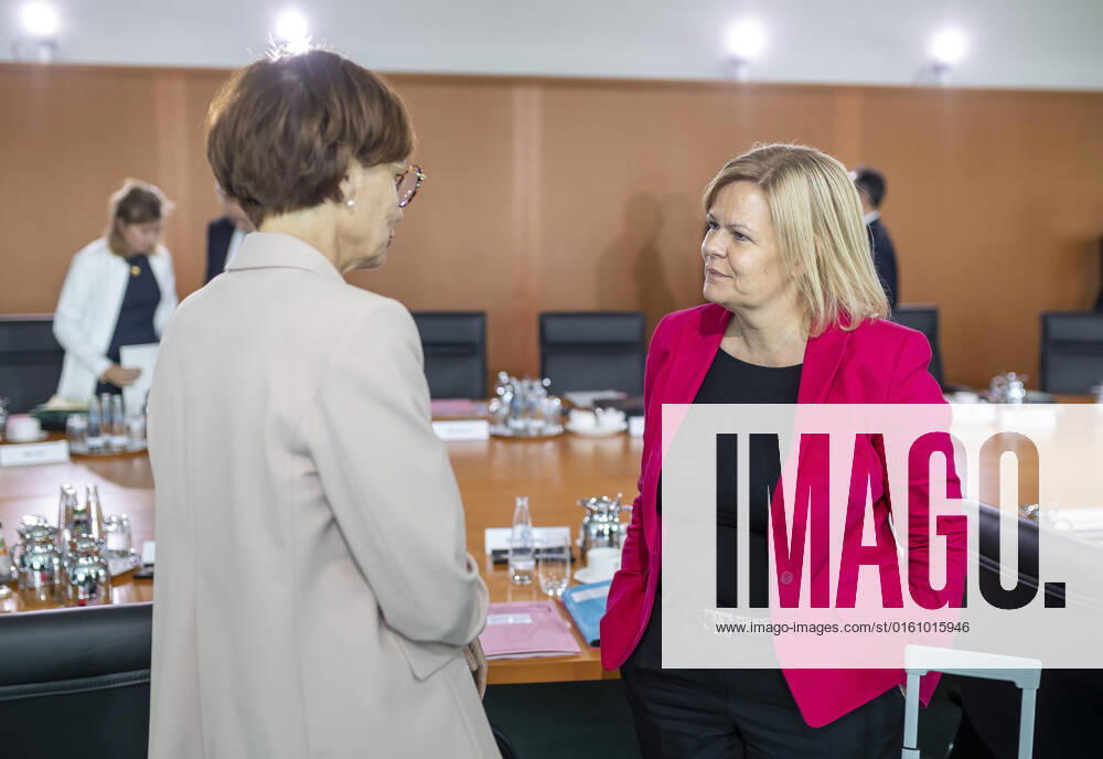 Nancy Faeser SPD , Federal Minister of the Interior and Home Affairs, and Bettina Stark Watzinger, Federal Minister of Education and Research, at the beginning of a cabinet meeting Berlin Germany