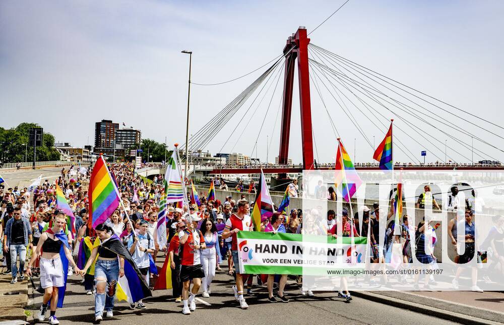 2022 06 18 13 07 15 ROTTERDAM The Pride March traditionally moves through the city during Pink Saturday This year s event will be held in Rotterdam with a march, information market and performances that reflect on the emancipation of the LGBTQ community ANP ROBIN UTRECHT netherlands out belgium out